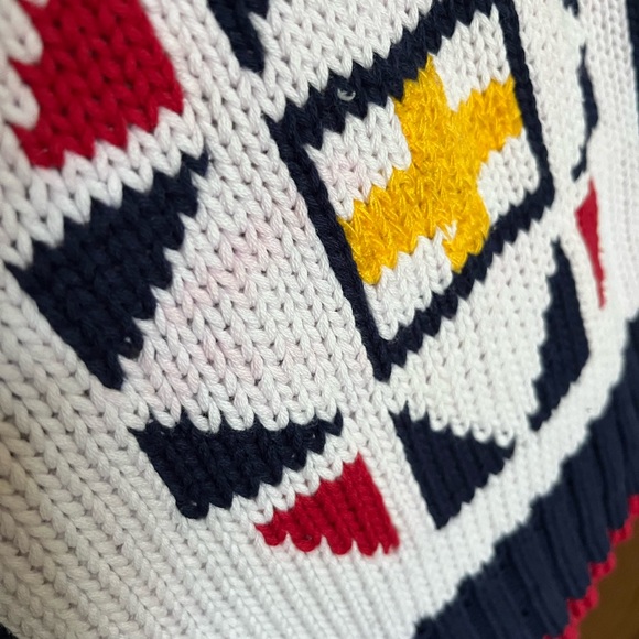 Vtg LizWear 80s Sweater Geometric Knitted Pullover Mock  Womens M Multi  *READ* - Picture 7 of 7